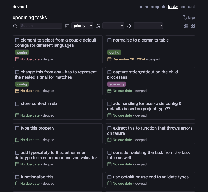 devpad task list